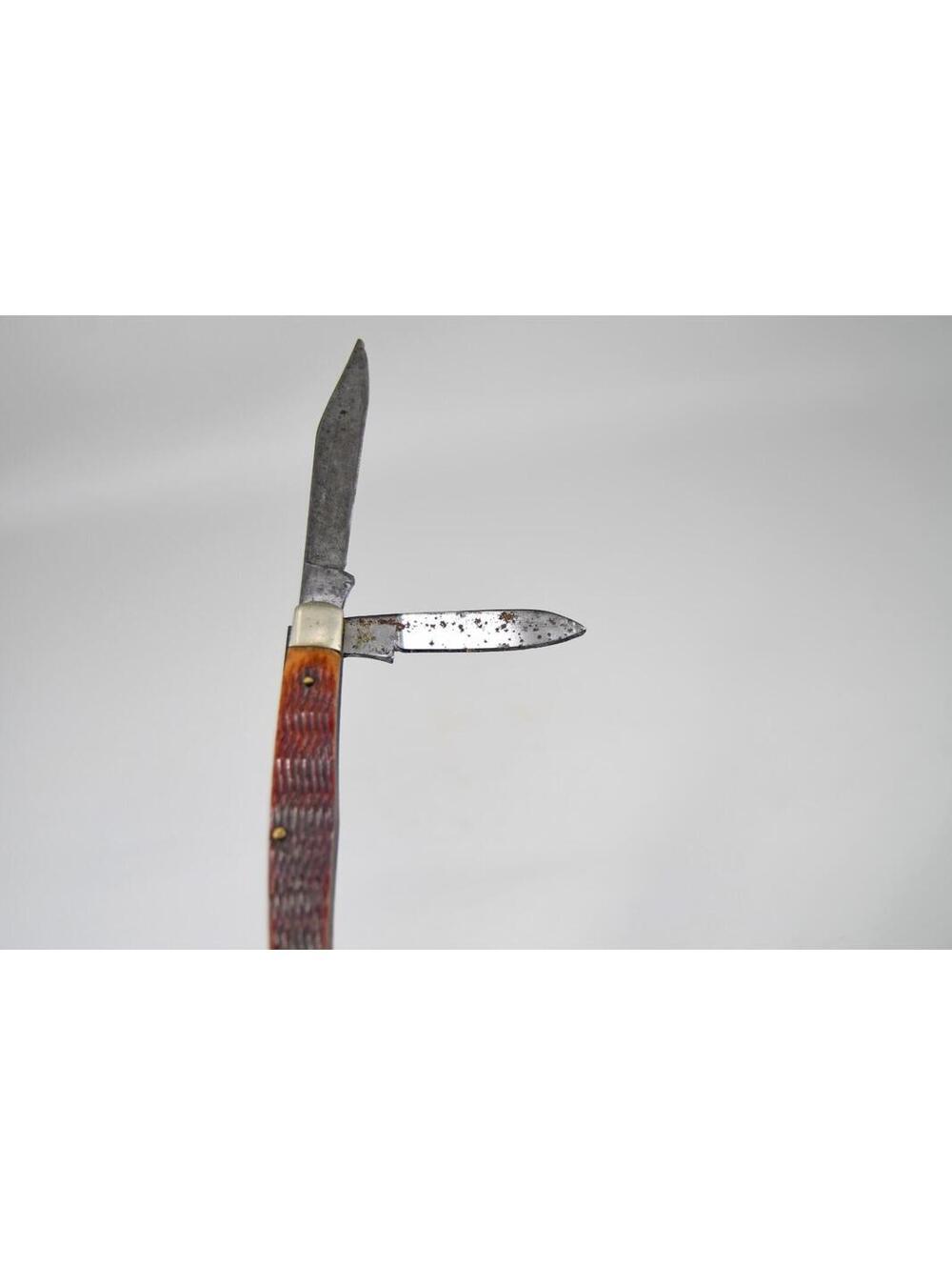 Sabre Pocket Folding Knife Japan 2 Blade Bone Handle 1950s Era - Picture 5 of 9